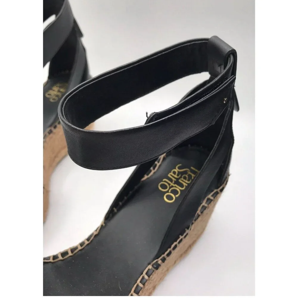 Franco‎ Sarto Sandals Womens Size 10 M Black Wedge Espadrilles